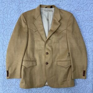 Farah Sport Coat‎ Tan Western Yoke Faux Suede Two Button / Mens 40R